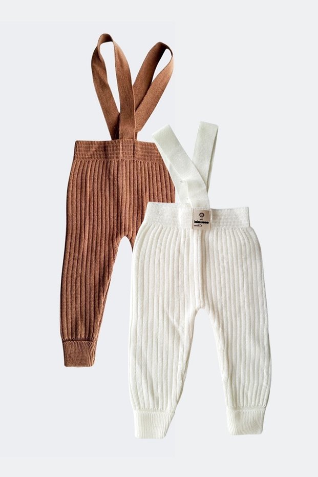 Set of 2 Baby Girl and Boy 4 Seasons Cross-Strapped Flexible Knitwear Baby Tights Pants Newborn Overalls