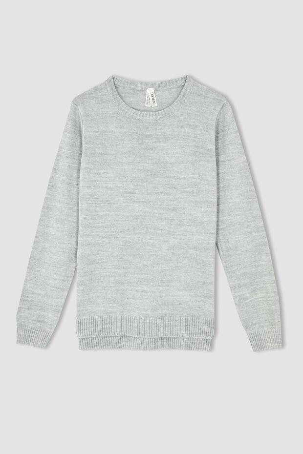 Kız Çocuk Regular Fit Bisiklet Yaka Kazak - 5