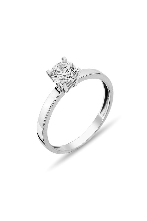 0.90 Ct Zirkon Tek Taşlı Gümüş Yüzük - 1