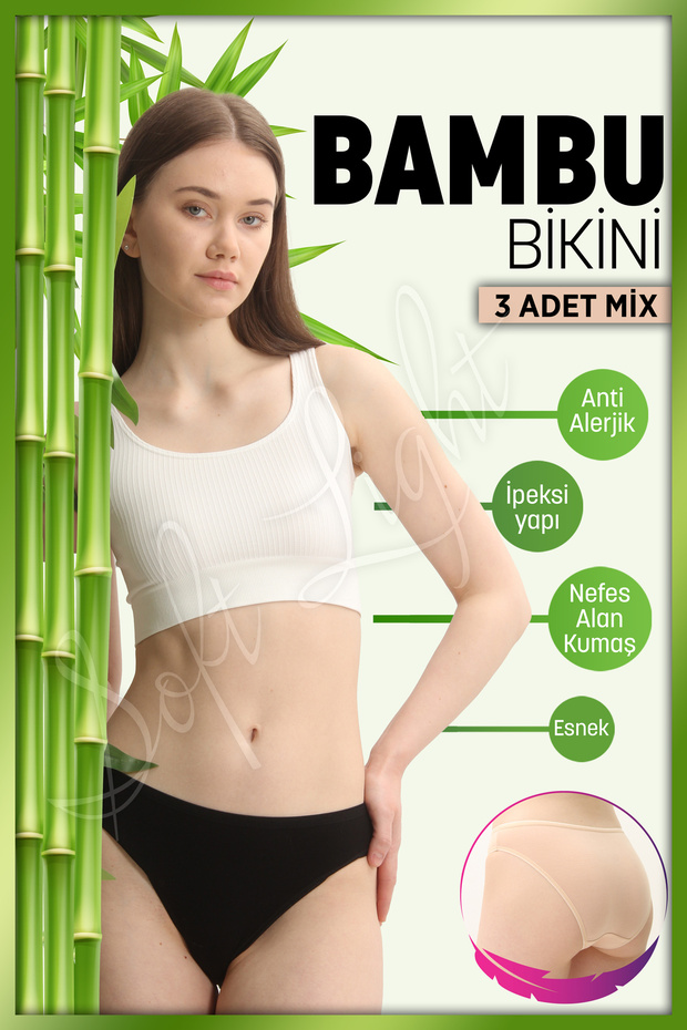Women's Panties Bamboo Black White Skin Panties 3 Pack