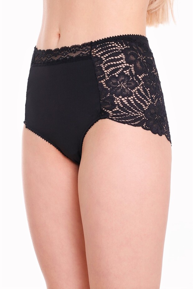 Women's Black Lace Large Size Optional High Waist Panties 503