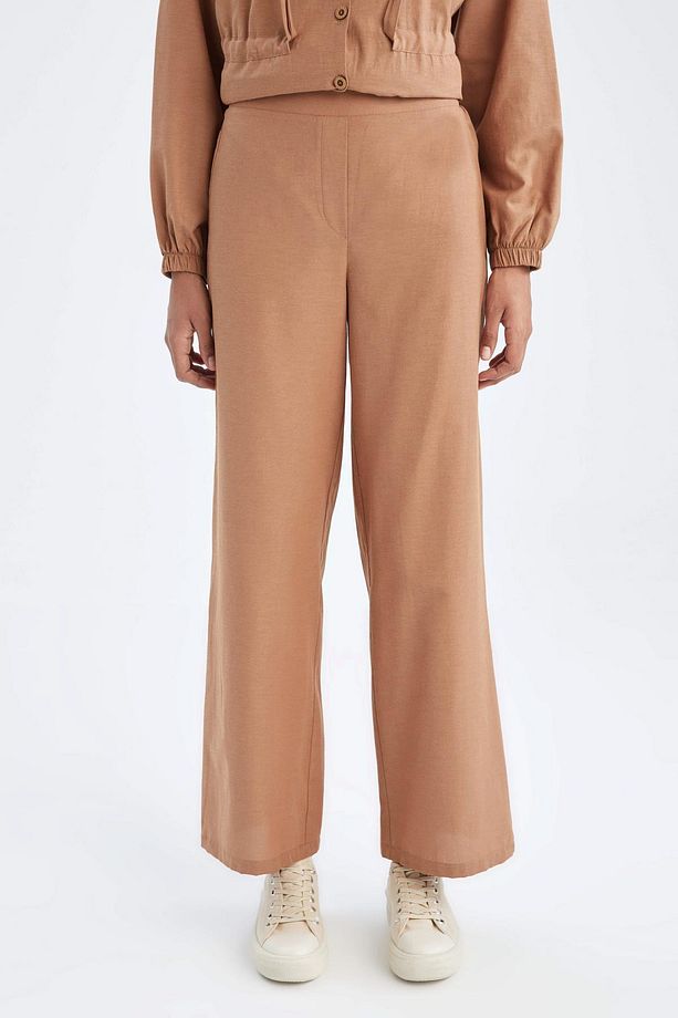Regular Fit Yumuşak Dokulu Geniş Paça Pantolon - 4
