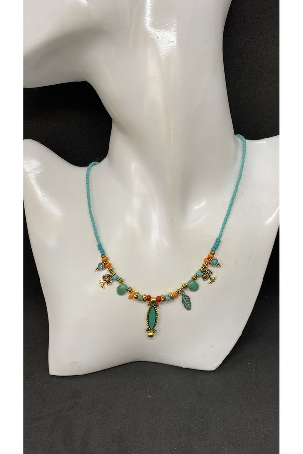 Handmade Ethnic Brass Apparatus Women's Necklace with Enamel