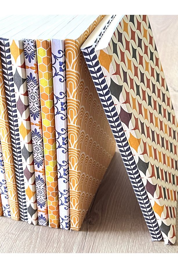 Amerikan Cilt, A5 Çizgili Defter, 64 Yaprak, 90gr. Ivory Kağıt (MEDİTERRANEAN PATTERN KAPAK TASARIM) - 6