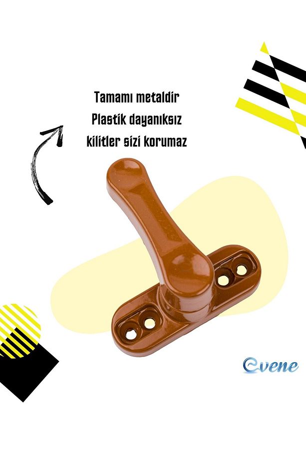Pimapen Kapı Kilidi Pimapen Pencere Kilidi Pencere Emniyet Kilidi Mandallı Kilit 3 Adet Kahve - 3