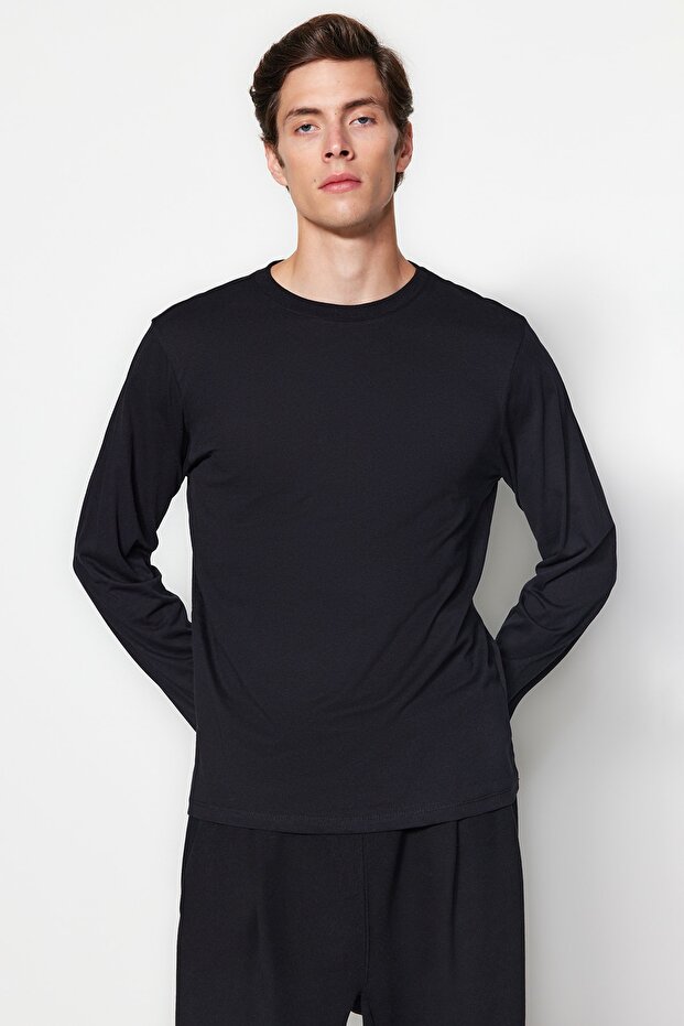 Czarny-granatowy-antracytowy Regularny/normalny krój 3-pak Basic 100% bawełna T-shirt TMNAW21TS0197 - 7