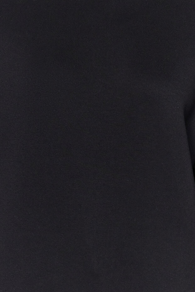 Siyah Kalın İçi Polarlı Regular/Normal Kalıp Bisiklet Yaka Basic Örme Sweatshirt TWOAW24SW00101 - 5