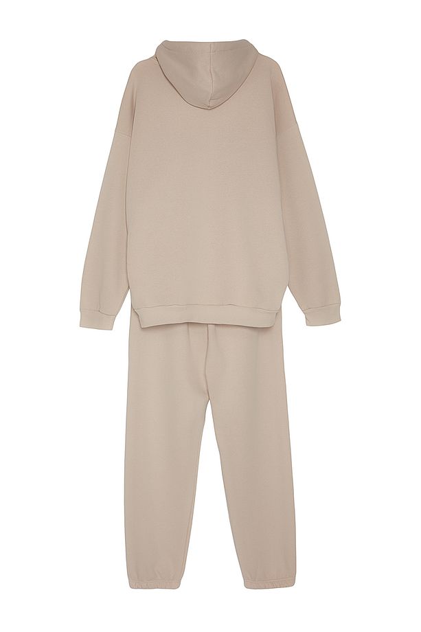 Taş Oversize/Geniş Kesim Kapüşonlu Nakışlı Sıcak Tutan Sweatshirt Eşofman Takım TMNAW24EM00000 - 8