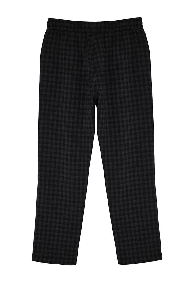 Siyah Regular Fit Rahat Kalıp Ekose Dokuma Unisex Pijama Altı Eşofman TMNAW24PJ00020 - 8