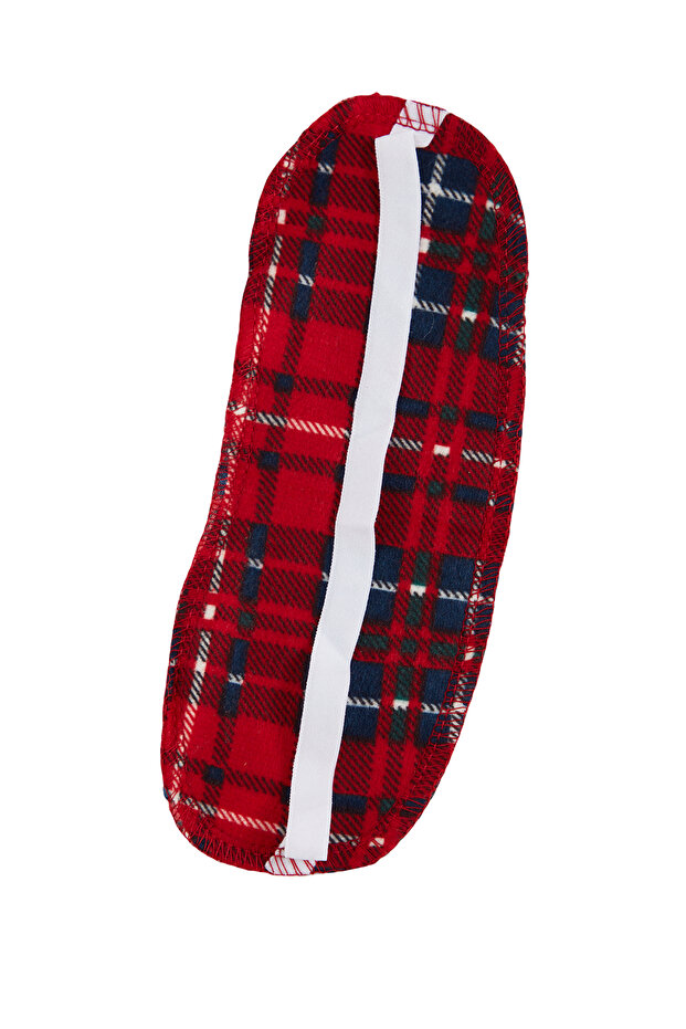 Kırmızı Ekoseli Yumuşak Hissiyatlı Fırçalı Kumaş Uyku Bantlı Örme Pijama Takımı THMAW24PT00100 - 6