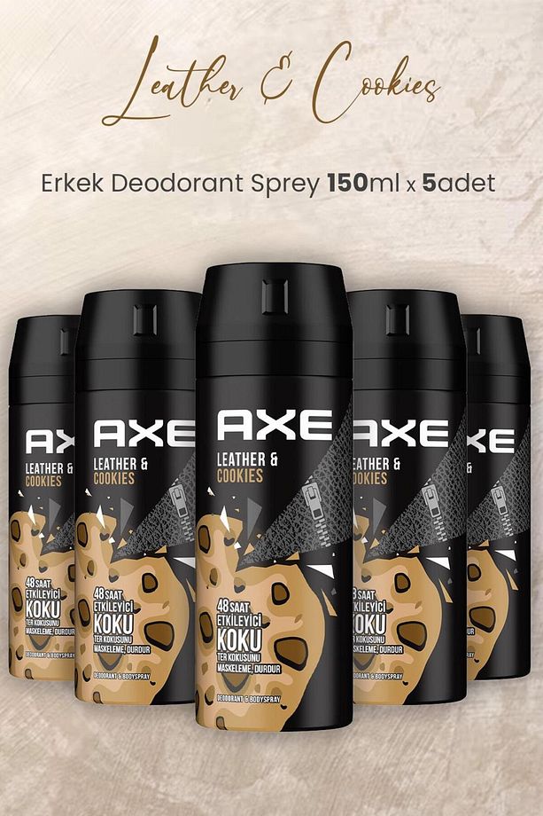 Leather & Cookies Erkek Deodorant Sprey 150 ml x 5 Adet - 1
