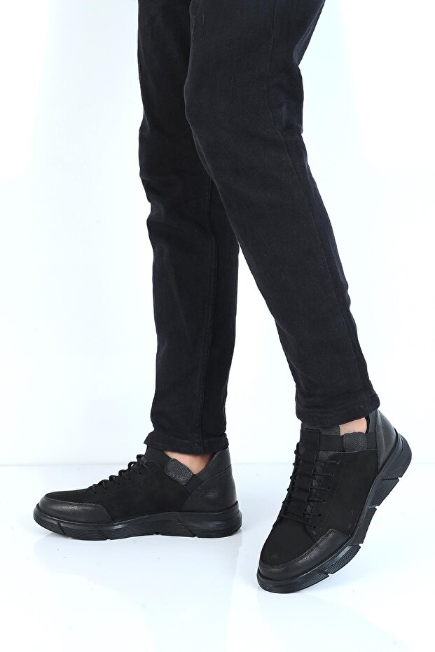 حذاء 8346 Sm-Black Nubuck مصنوع من الجلد بنسبة 100% للرجال