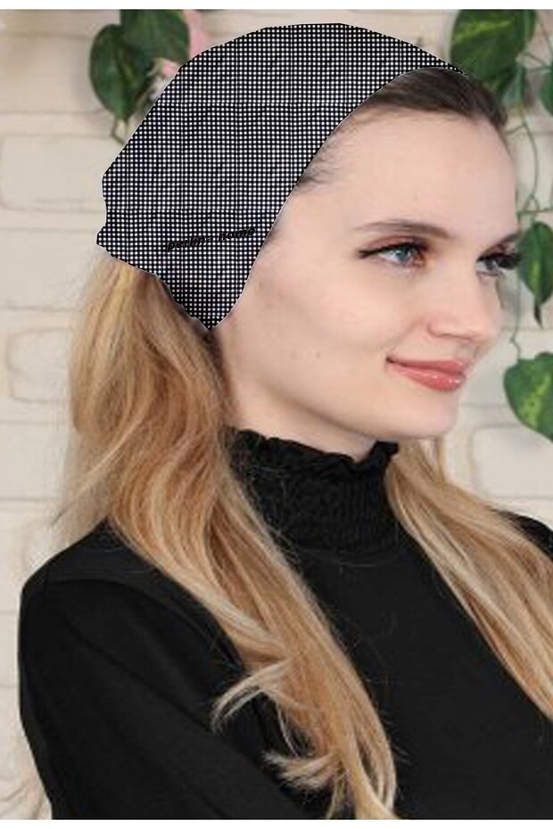 ,Hair Bandana Plaid Black