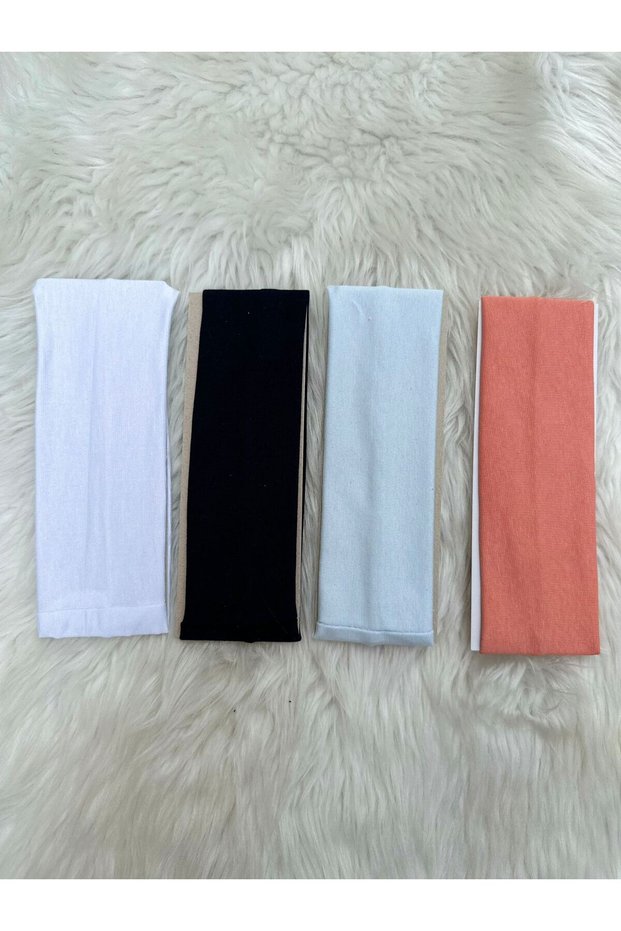 Sports Headband-Hair Band 4-Piece White-Navy Blue-Baby Blue-Puppy Mouth Colors
