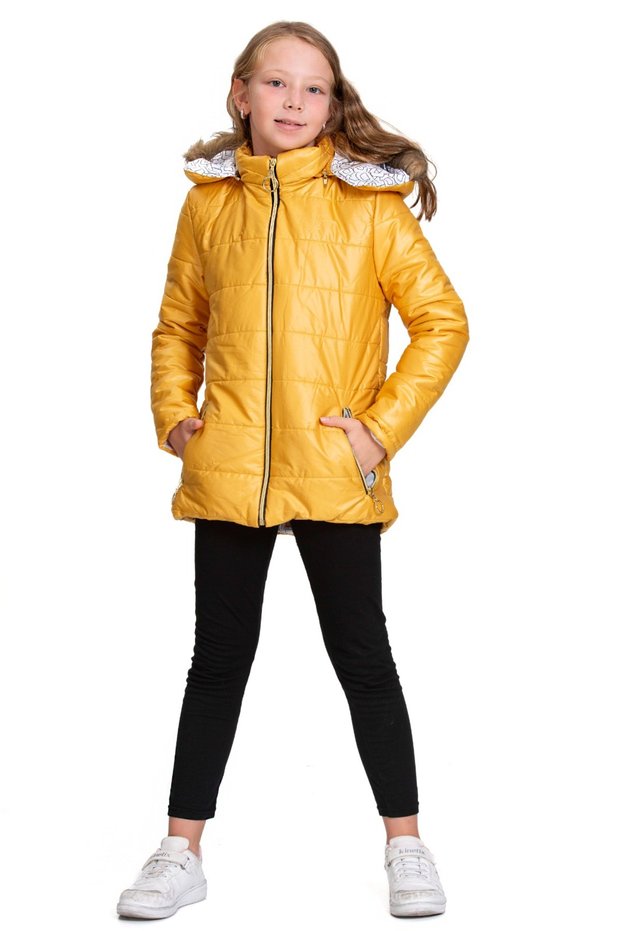 Furry Girl's Puffer Jacket with Pockets and Hood