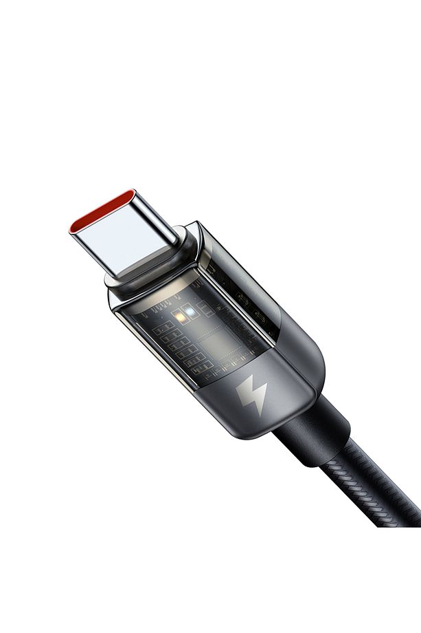 CA-2840 Type-C To Type-C 100W Led Işıklı Power Off Hızlı Data Şarj Kablosu 1.2m - Siyah - 3