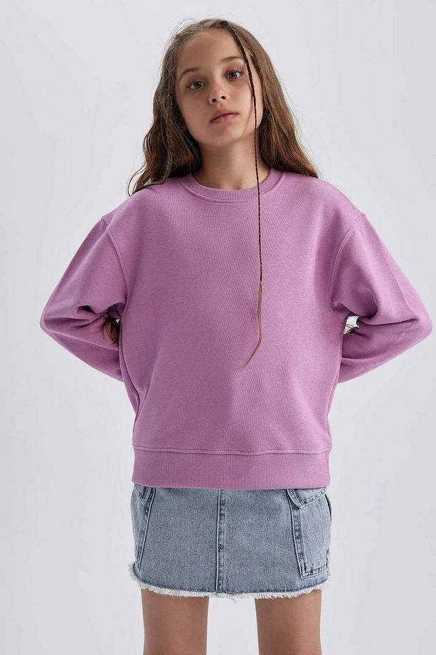 Kız Çocuk Bisiklet Yaka Okul Sweatshirt - 6