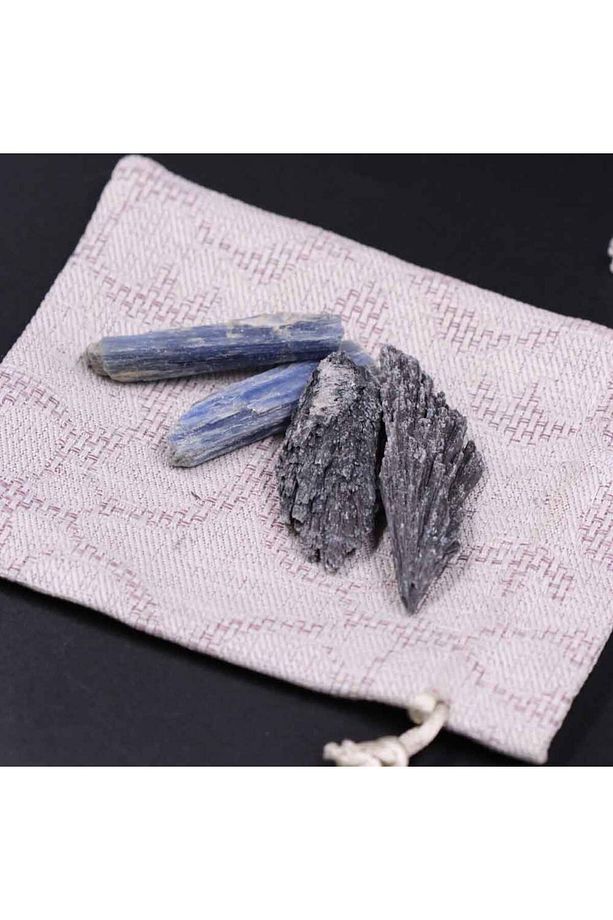 Siyah Kyanit Taşı-mavi Kyanit Taşı Işlenmemiş Parça Doğal Taş Ham Kütle 8-10gr 2'li Set - 1