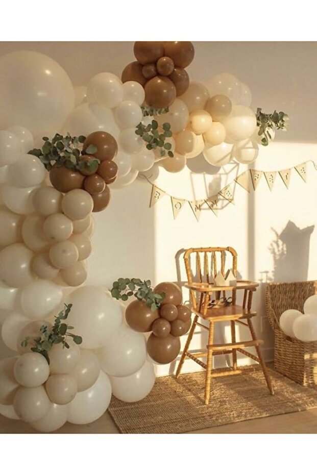 CARAMEL SKIN AND WHITE BALLOON CHAIN SET IN PASTEL SOFT TONES SPECIAL DAY CELEBRATIONS