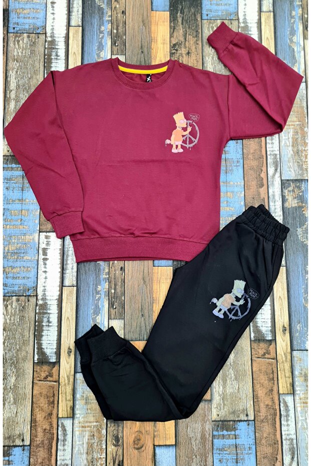 children's sweatshirt trousers set / crew-neck sweatshirt tracksuit set / children's bottom-top set