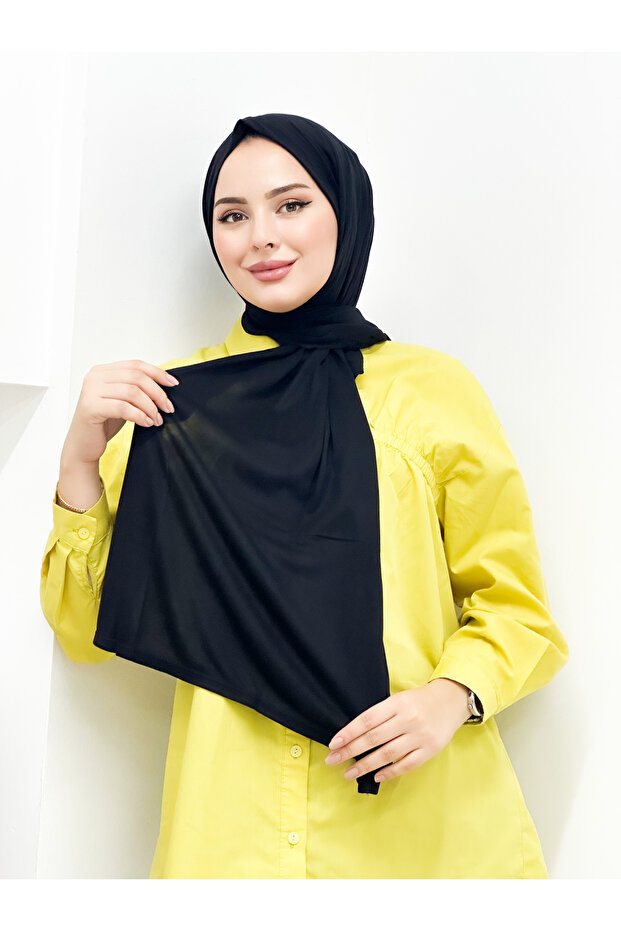 شال قطن ممشط أسود - 2