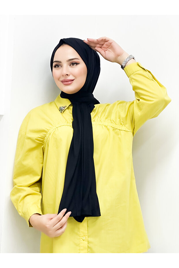 شال قطن ممشط أسود - 1