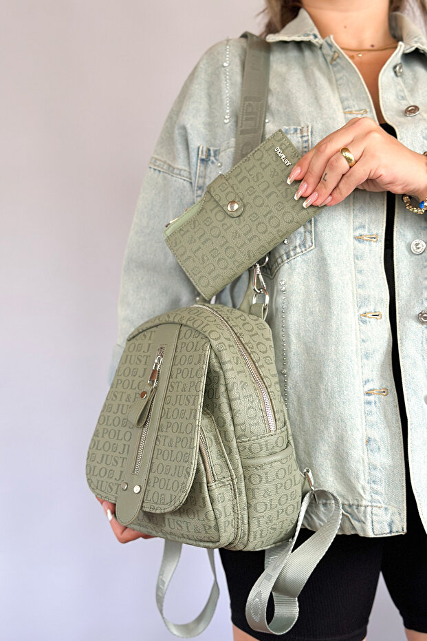 Medium Size Daily Crossbody and Backpack Women's Bag 2177 Green Combination