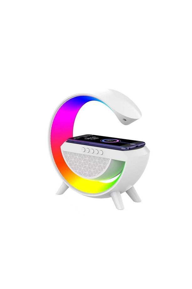 Kablosuz Şarj Özellikli Masa Lambası Gece Lambası 3-in1 Gökkuşağı Model Bluetooth Hoparlör Özellikl - 1