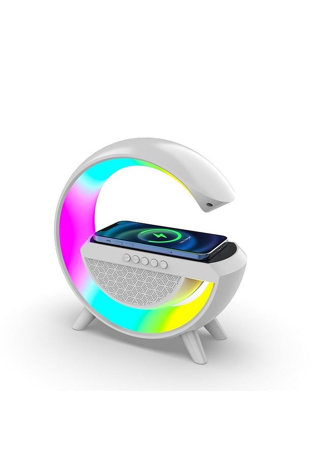 Kablosuz Şarj Özellikli Masa Lambası Gece Lambası 3-in1 Gökkuşağı Model Bluetooth Hoparlör Özellikl - 4