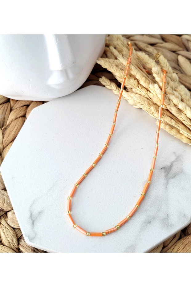 Kadın Turuncu Çubuk Kolye - 1