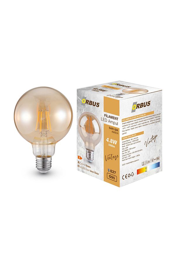 Globe GA95 Amber Ampul E27 540lm - 1