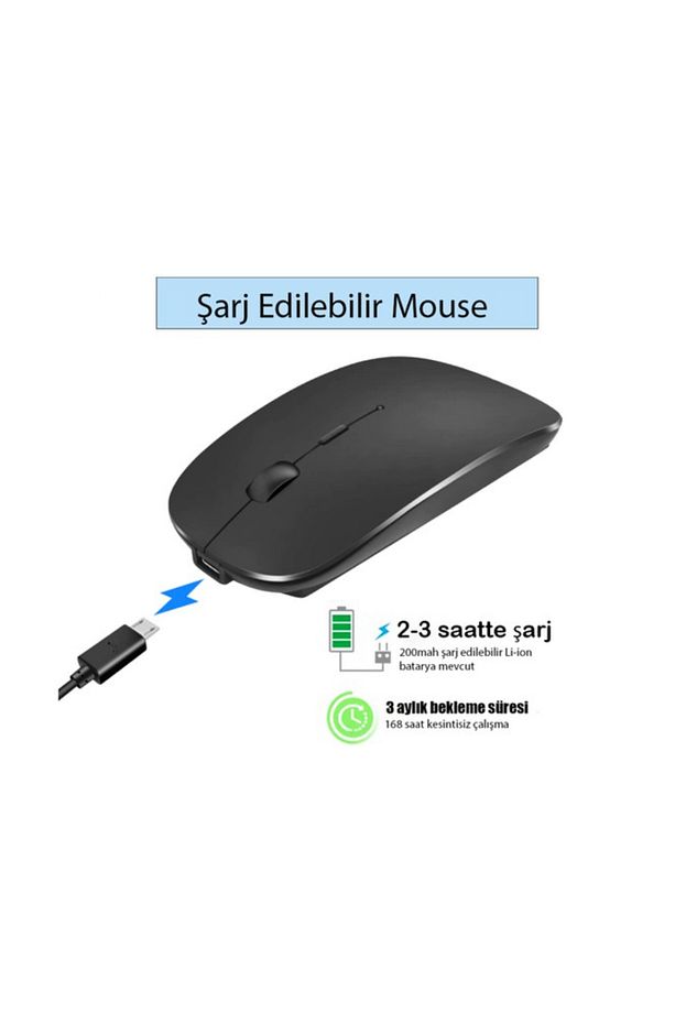 Qasul Bluetooth Şarjlı 2.4ghz Kablosuz Mouse Sessiz Tıklama Shopluxc 917250 - 2