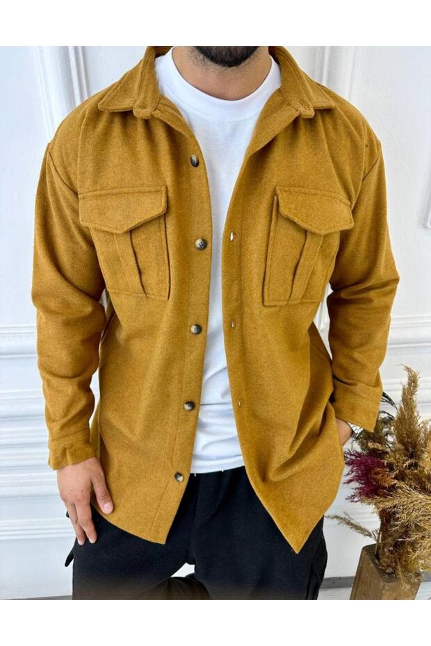 Stamp Shirt Oversize Shirt Double Pocket Casual Stamp Thick Jacket Shirt