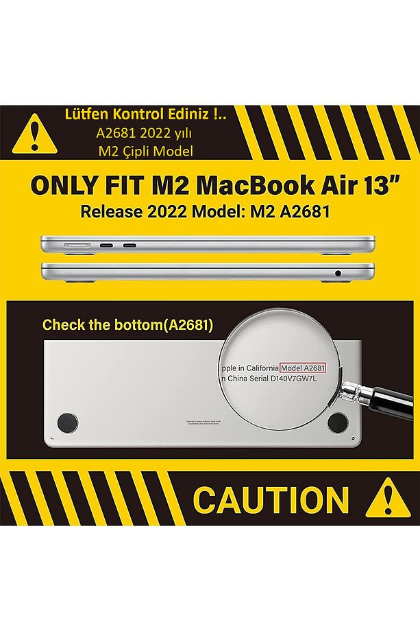 Macbook Air M2 M3 M4 13.6" A2681 A3113 A3240 Uyum Set Kılıf Kapak Klavye Koruyucu Ekran Koruyucu - 3