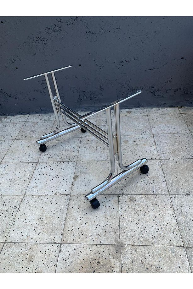 Tekerlekli Nikelajlı Sehpa Ayağı, Ayak, Masa Ayağı, Tekerlekli Masa Ayağı, 59cm Masa Ayağı - 1