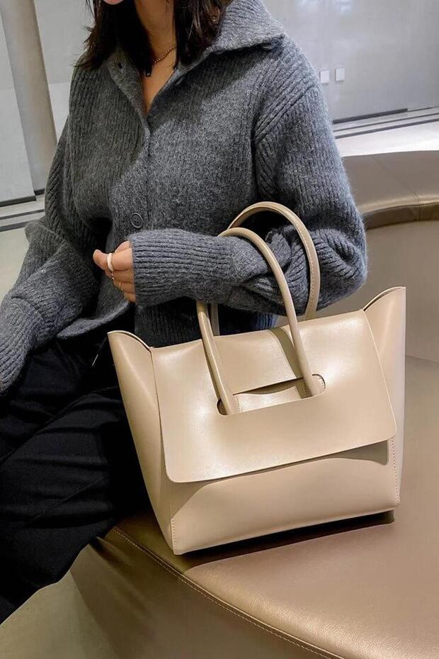 Women's Cream 2-Piece Large Size Puppy Shoulder Bag