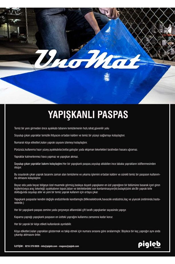 Yapışkanlı Paspas - Mavi 150 Yaprak - 5 Plaka - 7