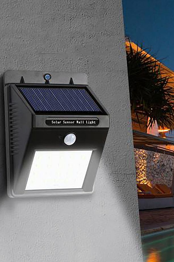 Işık Sensörlü Güneş Enerjili Solar Duvar Kapı Kamp Bahçe Lambası Fotoselli Projektör 20led Lambalı - 5