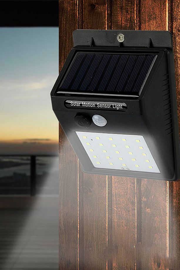 Işık Sensörlü Güneş Enerjili Solar Duvar Kapı Kamp Bahçe Lambası Fotoselli Projektör 20led Lambalı - 2