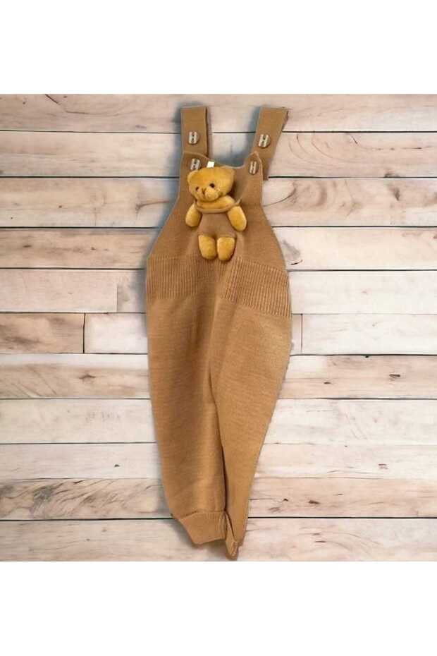 Adjustable Strap Knitwear Salopet with Teddy Bear Detail