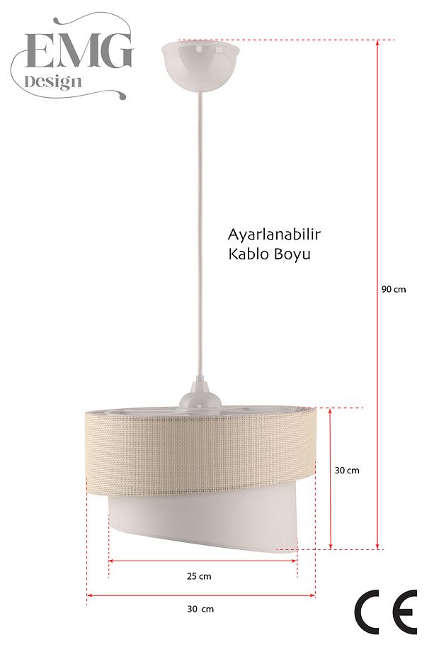 Manolya Modern Kumaş Başlıklı 2 Katlı Yatak Odası Çocuk Odası Salon Mutfak Hol Avize - 4