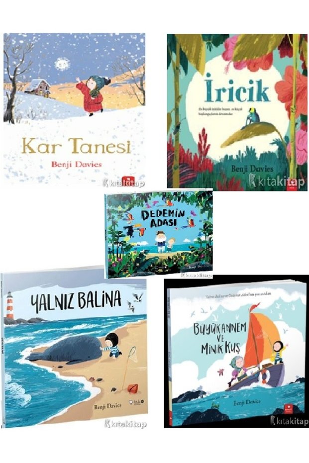 Kar Tanesi - İricik - Yalnız Balina - Büyükannem ve Minik Kuş - Dedemin Adası - Benji Davies 5-Book Set