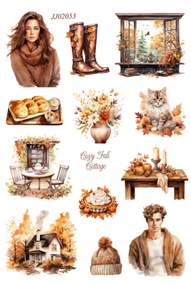 Cozy Fall Cottage 3 Adet Sayfa Şeffaf Sticker Seti ( Bullet Journal Ve Ajandalar İçin İdealdir) - 5