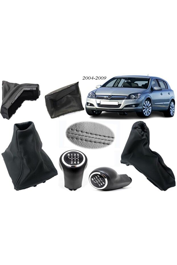 Opel Astra H Gear Bellow + Handbrake Bellow + Gear Knob 6 Speed Black Stitching