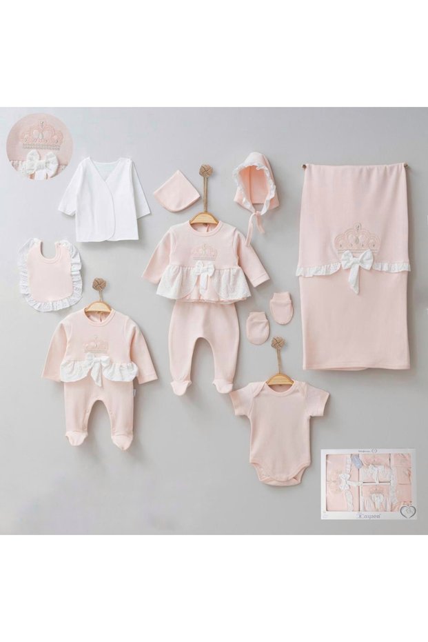 Crowned Lacy Organic 10 Piece Newborn Hospital Discharge Set Boxed