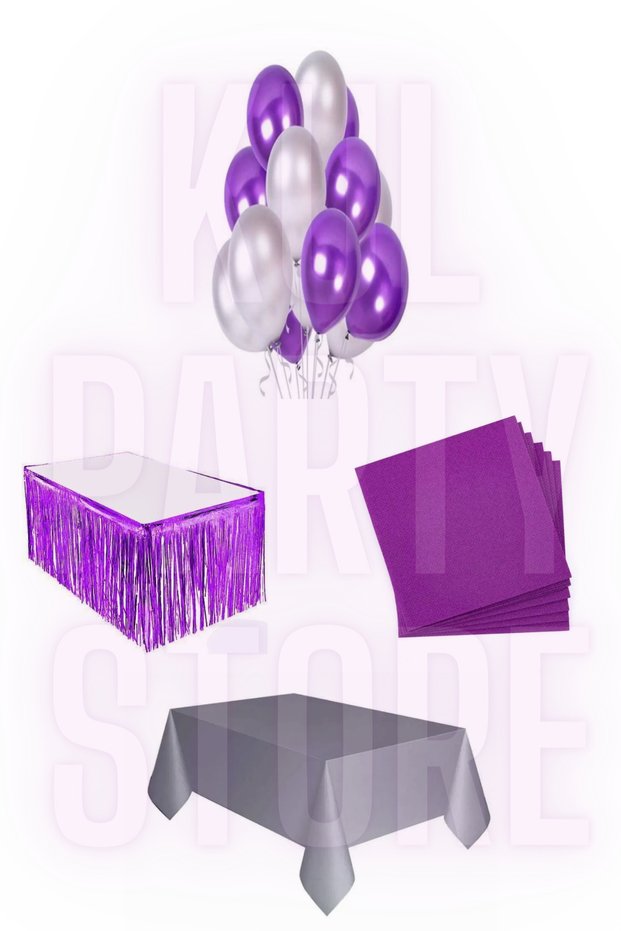 Purple Silver Birthday Party Concept Set Party Supplies Set