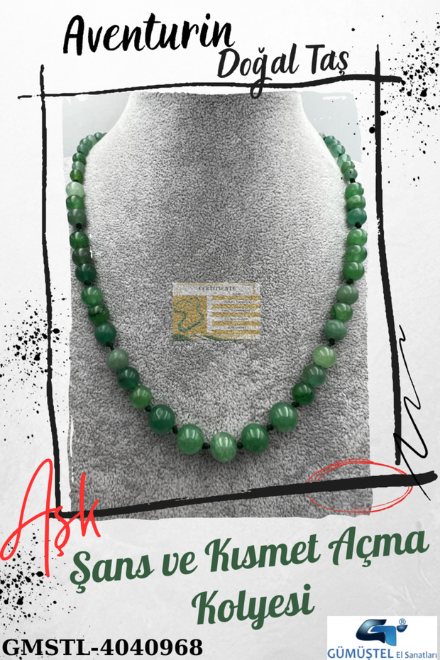 Certified Natural Stone Aventurine Stone Necklace Possessed Luck Happiness