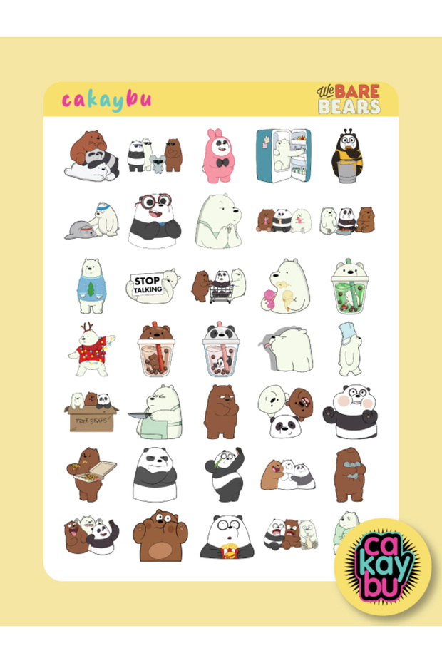 مجموعة ملصقات We Bare Bears بحجم A4 مكونة من ورقتين - 2