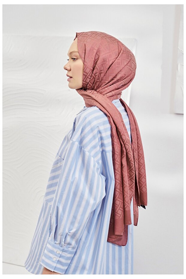 Italian Jacquard Shawl-New Season Geometric Pattern Jacquard Shawl Series-Onion Shell