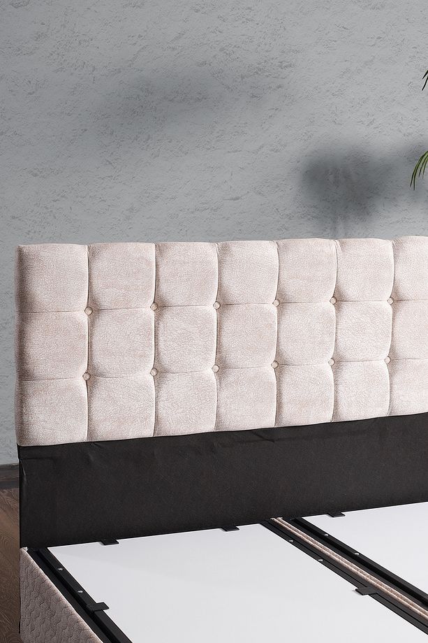 Bengü Çift Kişilik Baza Başlık Set Krem 150*200 - 3